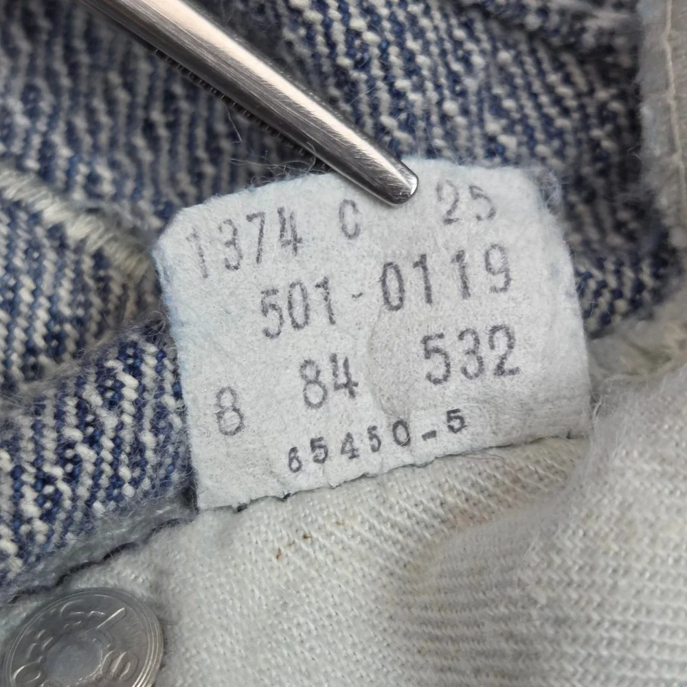Vintage Levis 501-0119 Jeans Railroad Hickory Pinstripe Denim 31x33 80s Made USA
